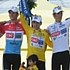 Frank et Andy Schleck sur le podium du Tour de France 2008